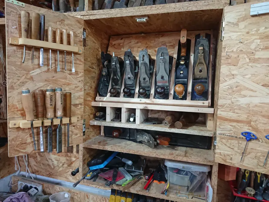 Cabinet of woodworking tools