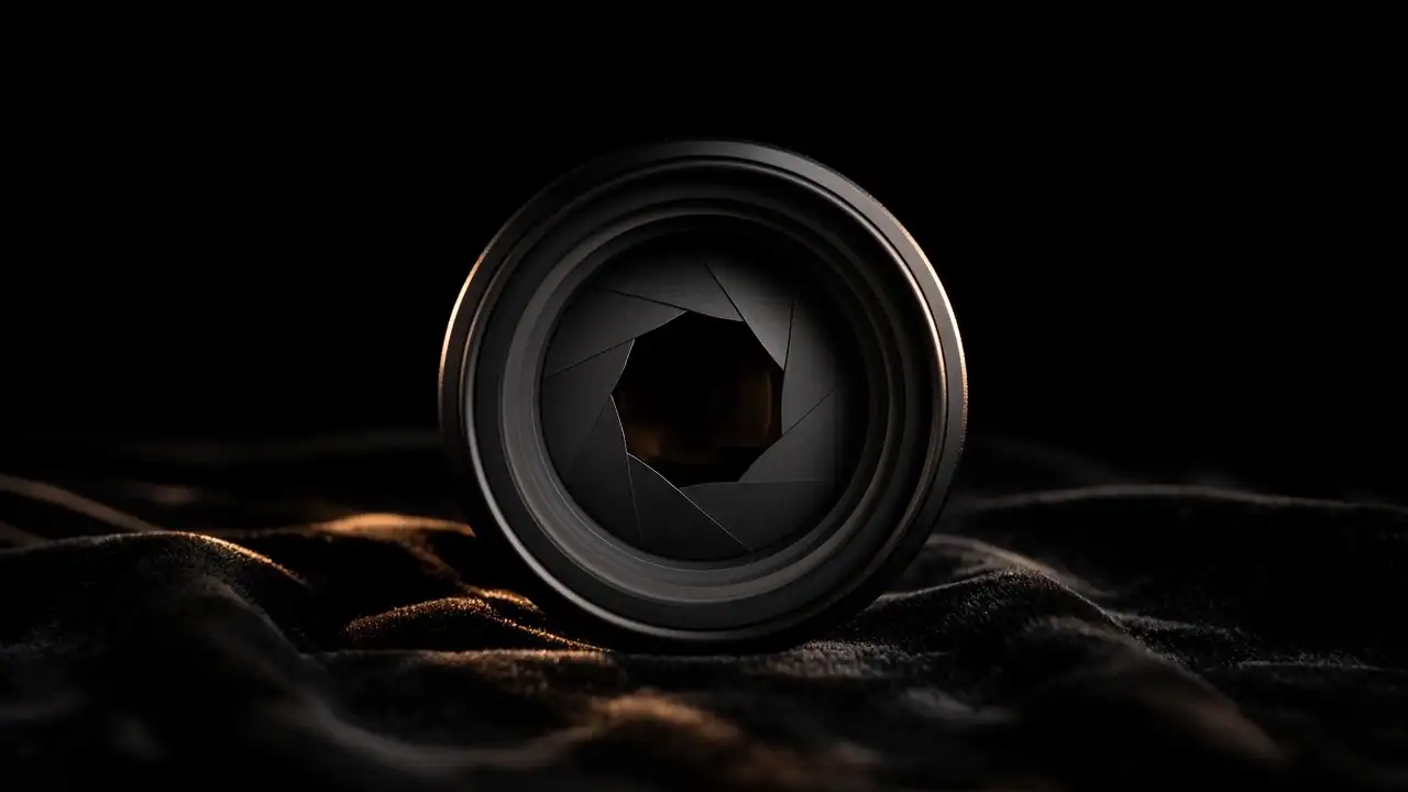 A camera lens in low light (concept media)